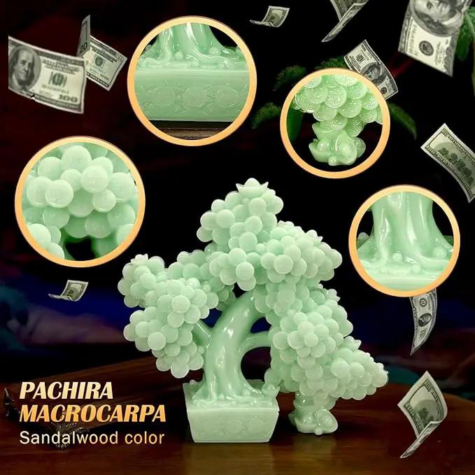 Top Resin Money Tree, Artificial Bonsai Tree, Handcrafted, Premium Quality, Feng Shui Gift for Abundance Luck and Success (Green) by GreenHaven Gardens