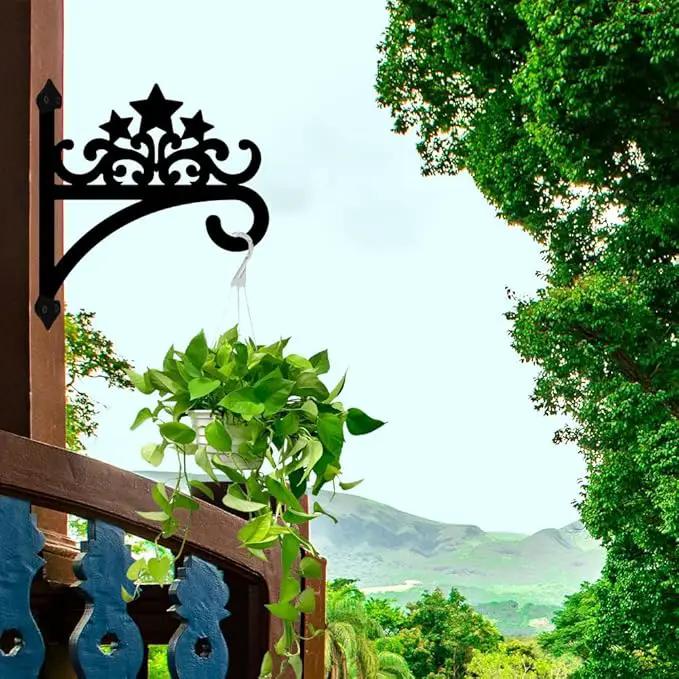 peacoblue Iron Plant Hanger Hook for Outdoor Indoor Hanging Plant Flower Fern Pot Lantern Bird Feeder,12"x14" Weather Resistant Metal Wall Holder for Porch Garden Farmhouse(Five-Pointed Star) by GreenHaven Gardens