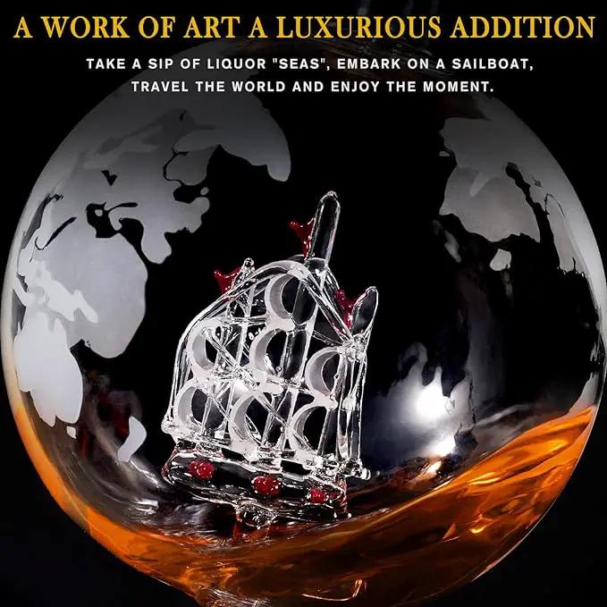 PONPUR Whiskey Globe Decanter, Gifts for Men Dad Father's Day, Anniversary Birthday Gift for Him Husband Boyfriend Grandpa, Unique Housewarming Presents Whisky Bourbon Decanter, 1000ml by GreenHaven Gardens