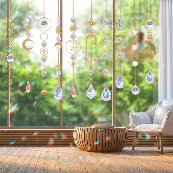 HYBEADS 200 pcs DIY Sun Catchers Making Kits Craft for Adults Crystal Suncatchers Supplies Stained Glass Window Hanging Prism Indoor Outdoor Garden Xmas Decor with Rainbow Maker Pendants Chains by GreenHaven Gardens
