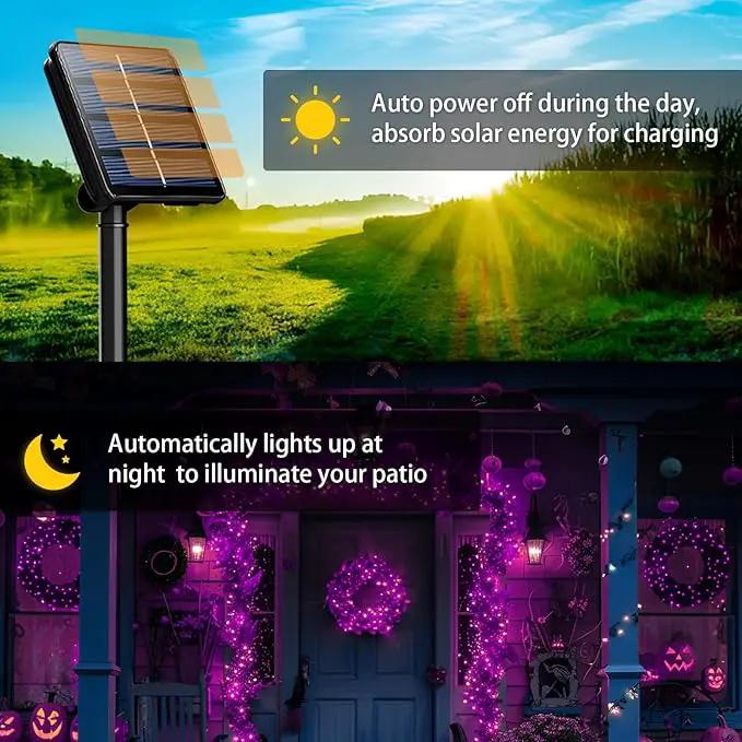 6-Pack Solar String Lights, 600 LED Extra-Long 236Ft Solar Halloween Lights Outdoor Waterproof, 8 Modes Led Halloween Lights for Garden, Patio, Wedding(Purple & Orange) by GreenHaven Gardens