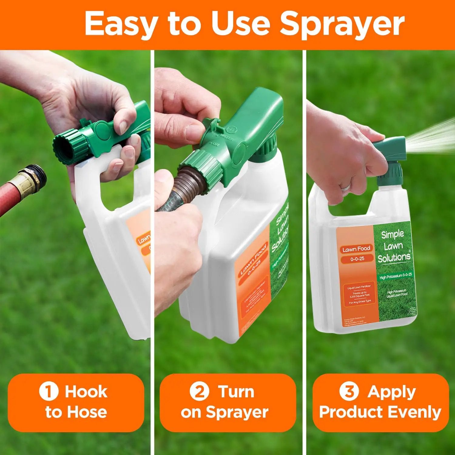 Simple Lawn Solutions - High Potassium Lawn Food Liquid Fertilizer 0-0-25 - Concentrated Spray - Turf Grass Vigor and Plant Hardiness - Summer and Fall - Any Grass Type (32 Ounce) by GreenHaven Gardens