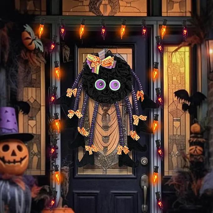 27.8 FT Halloween Decorations, C7 Clear Orange and Purple Halloween Lights, Flickering Flame String Lights Outdoor, E12 Screw Base, Flame String Lights for Halloween Garden Patio Party Decor, Black by GreenHaven Gardens