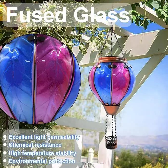 Hot Air Balloon Solar Lantern with Flickering Flame Hanging Solar Lanterns Outdoor Lights Waterproof Lanterns Decorative Garden Patio Yard Party Decor Rose Red&Blue by GreenHaven Gardens