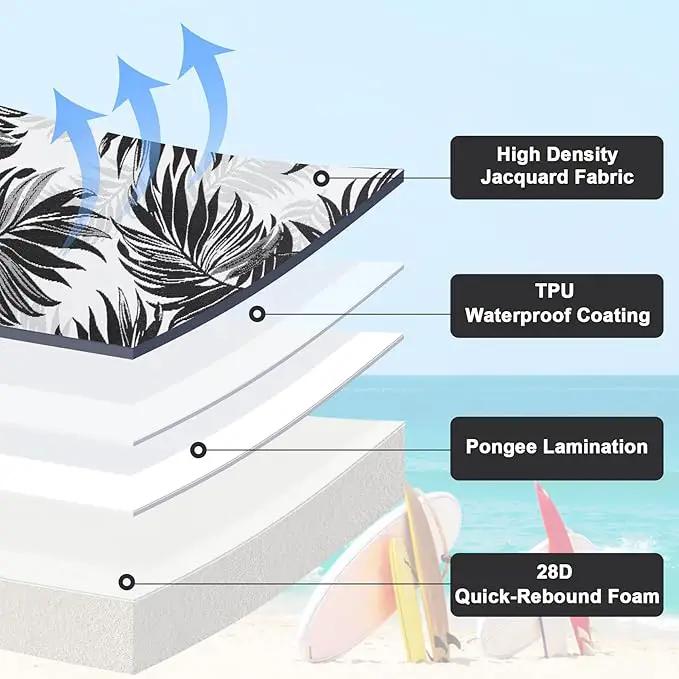 Favoyard Outdoor Chair Cushion 22 x 22 x 3 In Waterproof Pattern Fade Resistant Cushions for Patio Furniture with Removable Cover Attach Straps 28D Foam Insert Cushions Pads for Seat Sofa Couch 2 Pack by GreenHaven Gardens