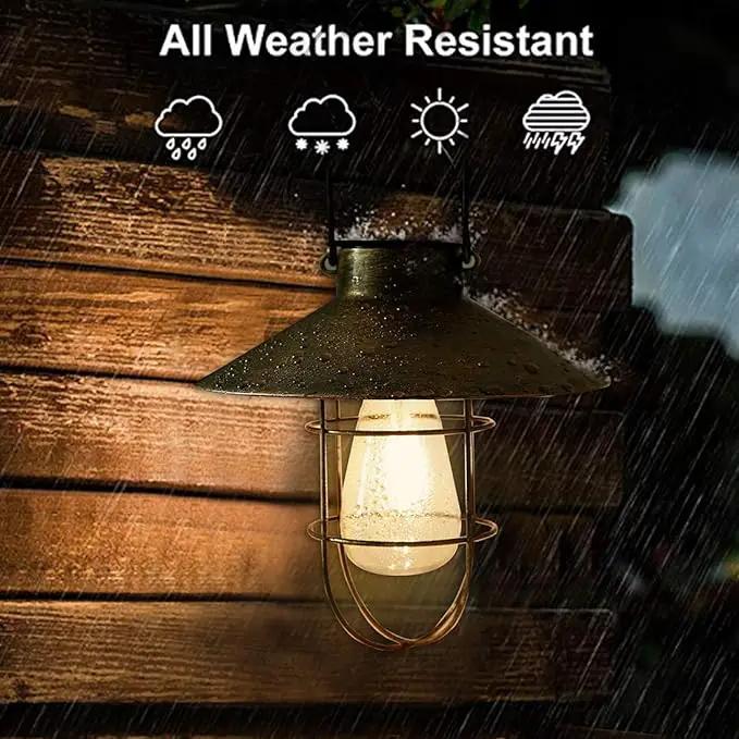 pearlstar Solar Lantern Outdoor Hanging Light Metal Farmhouse Solar Lamp with Warm White Edison Bulb Design for Garden Yard Patio Porch Decor (Brushed Copper) by GreenHaven Gardens