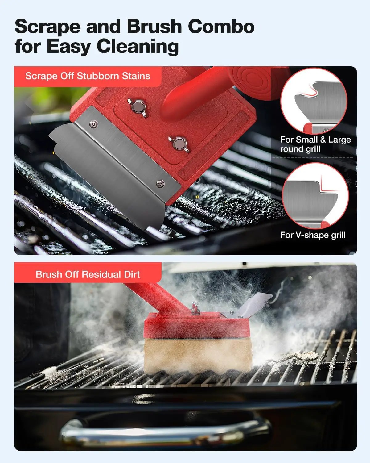 Grill Brush Bristle Free(Fire-Resistant Fabric),4 Replaceable BBQ Cleaning Head,Safe Replacement Cleaning Pad for Cast Iron or Stainless-Steel Grates (No Handle) by GreenHaven Gardens