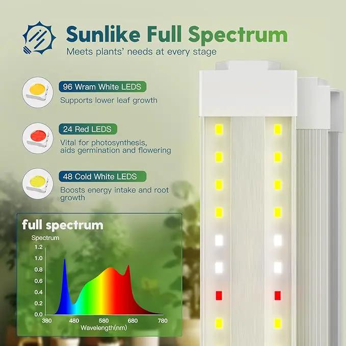 FREELICHT 1 Pack 4FT LED Grow Light with Timer, 40W (250W Equivalent), Full Spectrum Grow Lights for Indoor Plants with 9/12/15H Timer, Linkable Plant Growing Lamp for Hydroponic Plants Seeding Veg by GreenHaven Gardens
