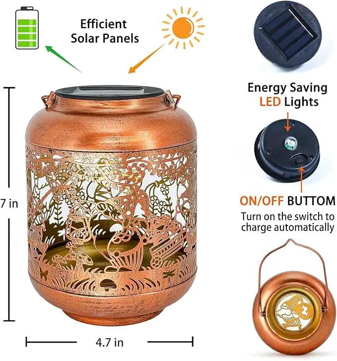 Gnomes Solar Lanterns Outdoor Waterproof,Hanging Solar Lights Gnome Gifts for Women Metal LED Decorative Light for Yard,Patio,Lawn,Tabletop,Pathway,Landscape,Garden Gnomes Decor by GreenHaven Gardens
