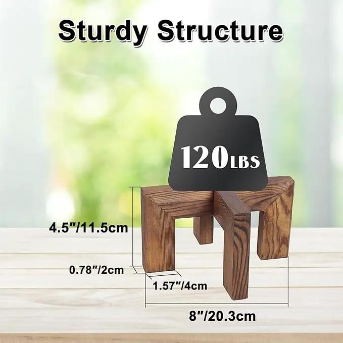 Plant Stand, Indoor/Outdoor Wood Plant Holder, Single Flower Pot Stand, Sturdy Planter Stand (Walnut, Fit 5-9 Inch Pots) by GreenHaven Gardens