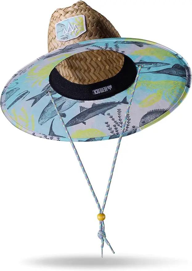 Straw Hat for Men & Women | Lifeguard Hat, Beach Hat & Sun Hat | UPF 50+ Wide Brim for Sun Protection | One Size | Hemlock by GreenHaven Gardens