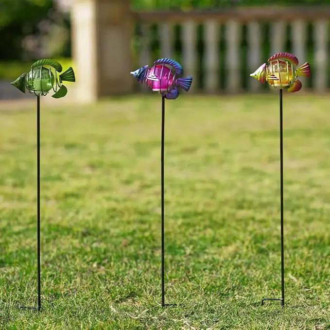 Outdoor Garden Solar Lights,3Pack Decorative Solar Lights for Garden Decor,Sea Fish Backyard Decor,Led Solar Lights with Stakes for Yard Landscape Patio(21.3''H) by GreenHaven Gardens