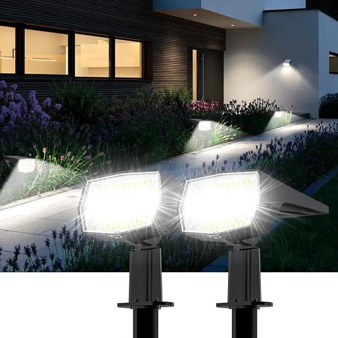 Fabrito 72 LEDs Solar Spot Lights Outdoor Waterproof, 3 Modes Landscape Spotlights, Dusk to Dawn Solar Powered Flood Wall Lights for Outside, Solar Garden Lights for Yard Porch 2 Pack (Warm White) by GreenHaven Gardens
