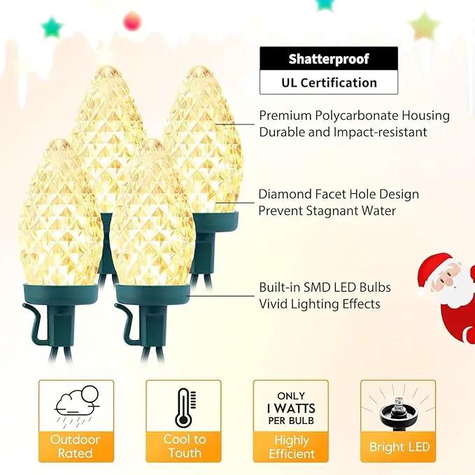 Brightown C9 LED Christmas String Lights, 66ft 100 LED Waterproof Strawberry String Lights, Plug-in Extendable Green Wire Lights String for Outdoor Indoor Outside Patio Wedding Party Decoration by GreenHaven Gardens