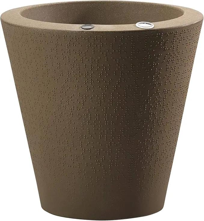 Crescent Garden Dot TruDrop Indoor/Outdoor Planter, Self-Watering Plant Pot, 26 Inches, (Mocha) by GreenHaven Gardens