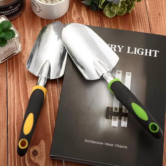 2 Pcs Garden Trowel Hand Shovel Tool Soil Scoop with Soft Rubberized Non Slip Handle Aluminum Alloy Potting Shovel for Digging Planting (Yellow, Green) by GreenHaven Gardens