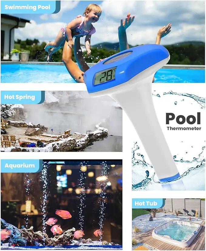 BALDR Pool Thermometer Floating Easy Read, IPX8 Waterproof, Solar Powered Digital Pool Thermometer with LCD Screen for Swimming Pool/Hot Tub/Aquarium (Navy) by GreenHaven Gardens