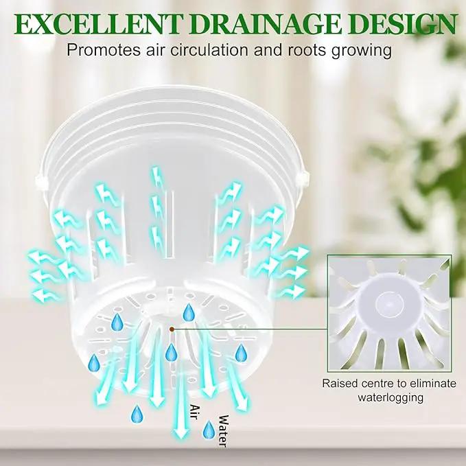 REMIAWY Orchid Pot, 12 Orchid Pots with Holes and 9 Saucers, 3 Each of 4.1, 4.8, 5.7 and 6.4 Inch Clear Flower Planter for Repotting, Plastic Breathable Plant Nursery Planters with Drainage by GreenHaven Gardens