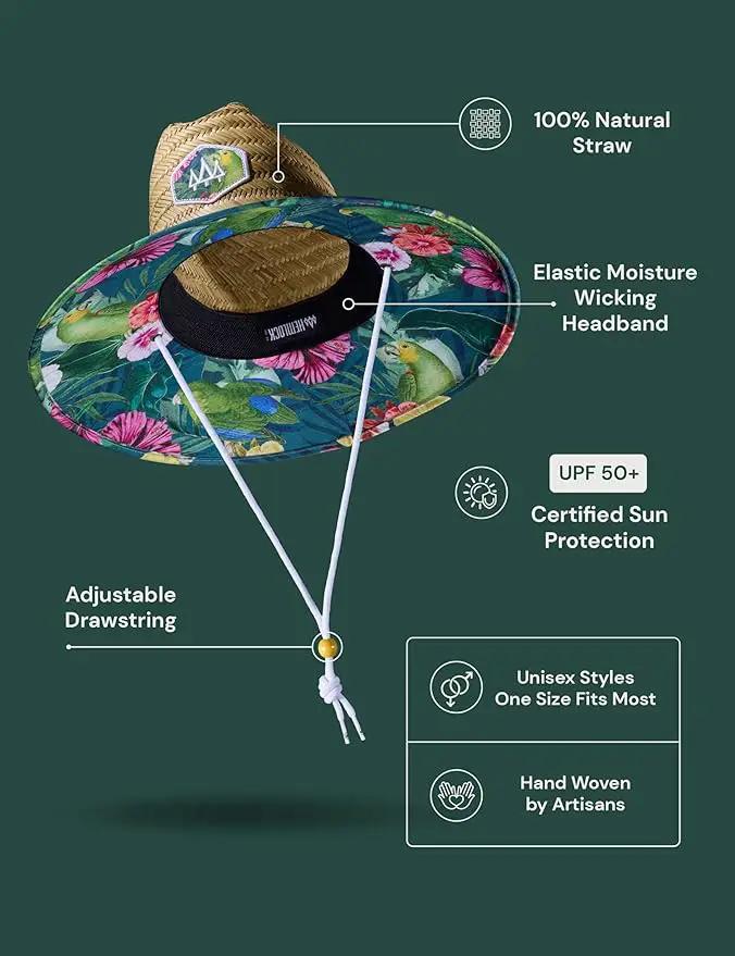 Straw Hat for Men & Women | Lifeguard Hat, Beach Hat & Sun Hat | UPF 50+ Wide Brim for Sun Protection | One Size | Hemlock by GreenHaven Gardens