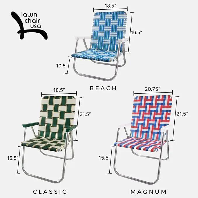Lawn Chair USA Folding Aluminum Outdoor Patio Lawn Chair | Heavy-Duty Webbed Chairs for Camping, Sports, Beach, Yard & Tailgating | Lightweight Portable | High Back Beach Chair - Rasta Flag by GreenHaven Gardens