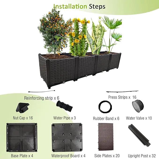 Large Planters for Outdoor Plants pots Elevated Garden Boxes Raised Garden Bed Garden Patio Balcony Deck to Planting Flowers Vegetables Tomato and Herbs by GreenHaven Gardens