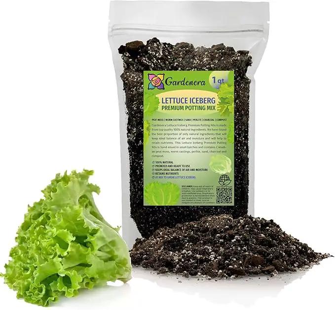 Premium Potting Soil Blend for Lettuce Iceberg - The Ultimate Mix for Healthy, Vibrant, and Crisp Lettuce - 1 Quart by GreenHaven Gardens
