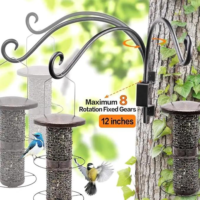 AJART Bird Feeder Hangers Outdoor: 12-Inch Swivel Hanging Plant Bracket for Indoor Wall Mount - Swivel Plant Hook for Flower Basket by GreenHaven Gardens