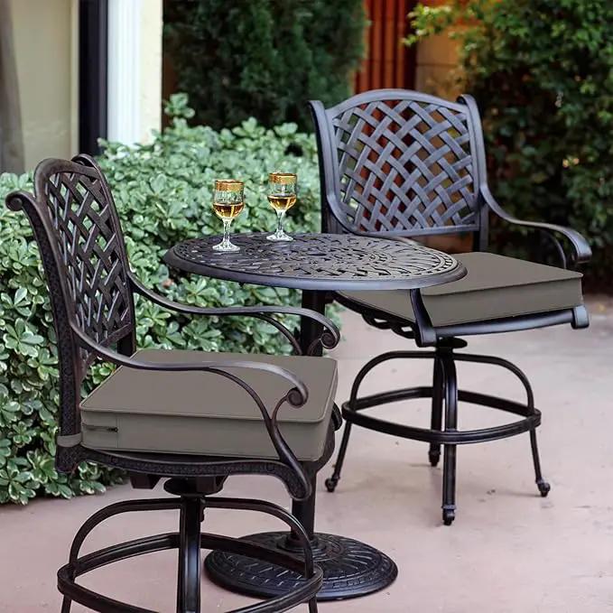 LVTXIII Patio Chair Cushions 19"x19"x3", Water-Repellent Outdoor Seat Cushions for Patio Furniture, Square Chair Pads with Ties for Home Garden Decoration, Set of 2, Dark Grey by GreenHaven Gardens