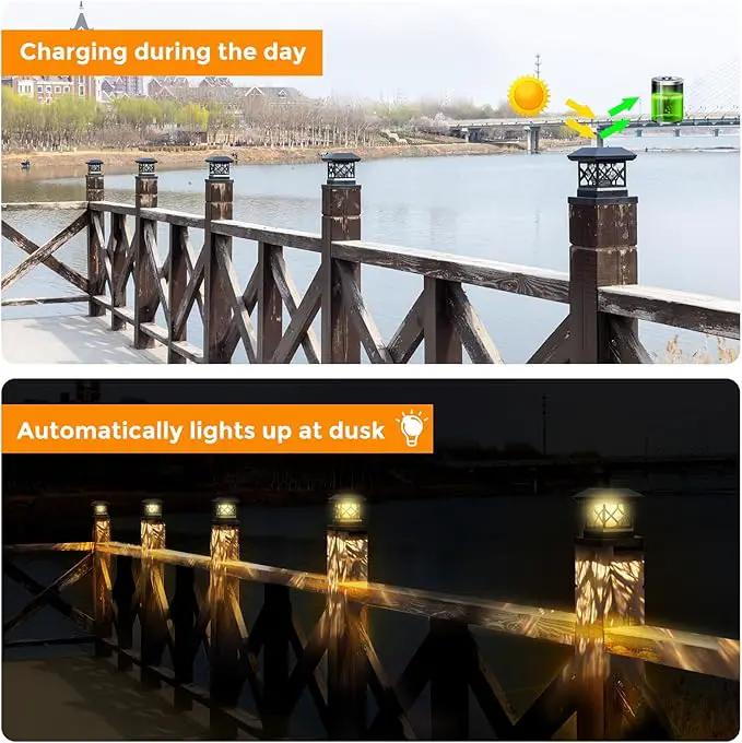TWINSLUXES Solar Post Cap Lights Outdoor - Waterproof LED Fence Post Solar Lights for 3.5x3.5/4x4/5x5 Wood Posts in Patio, Deck or Garden Decoration Warm Light… (6 Pack) by GreenHaven Gardens