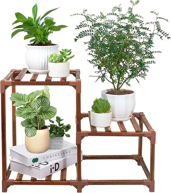 XXXFLOWER Plant Stand Indoor Outdoor 3 Tiers Wood Plant Shelf for Multiple Plants ，Large Plant Rack for Window Garden Balcony Patio Porch Living Room by GreenHaven Gardens