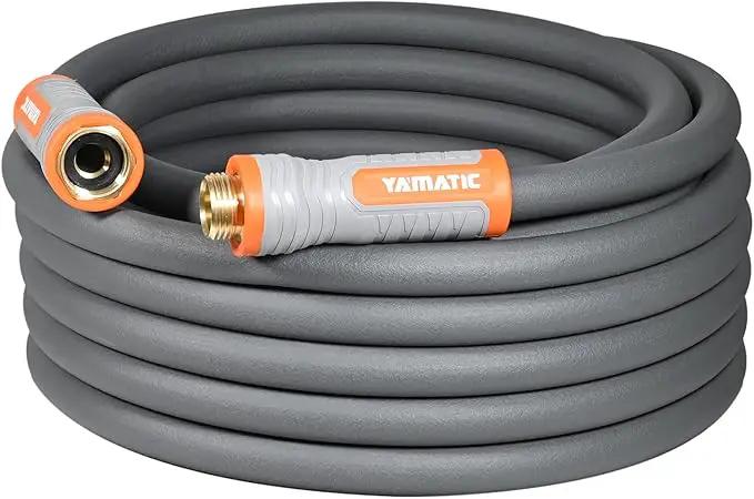 YAMATIC Short Garden Hose 5/8 in x 40 ft with Swivel Handle, Super Flexible Water Hose, All-weather, Lightweight, Burst 600 PSI, Grey by GreenHaven Gardens