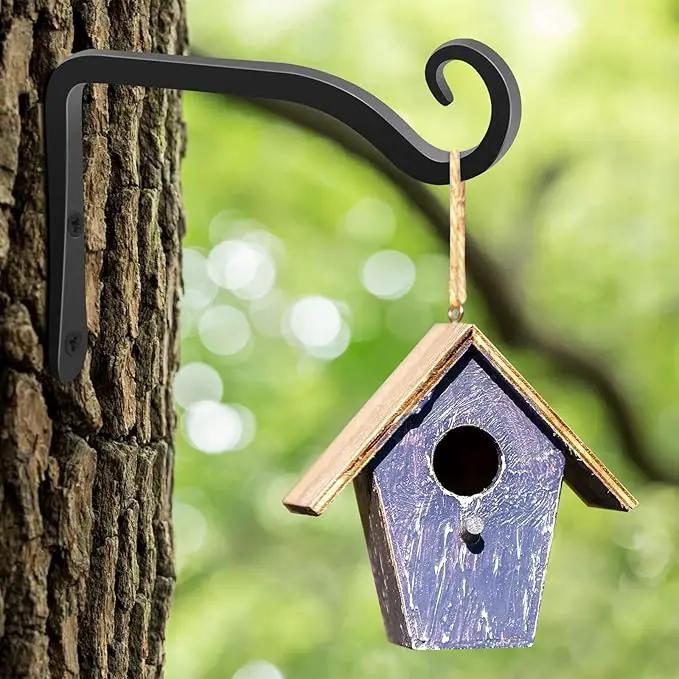 Gtongoko 2 Pack 6 Inch Plant Hangers Outdoor Metal Hanging Plant Bracket Bird Feeder Wall Hooks for Hanging Flower Basket, Wind Chimes, Solar Lanterns, Black by GreenHaven Gardens