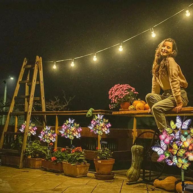Solar Garden Lights Outdoor Waterproof Decorative Solar Lights Outdoor 8 Pack with 176 LED 136 Butterfly Flower Garden Decor Yard Decorations Patio Lawn, Gifts for Mother's Day Mom Women by GreenHaven Gardens