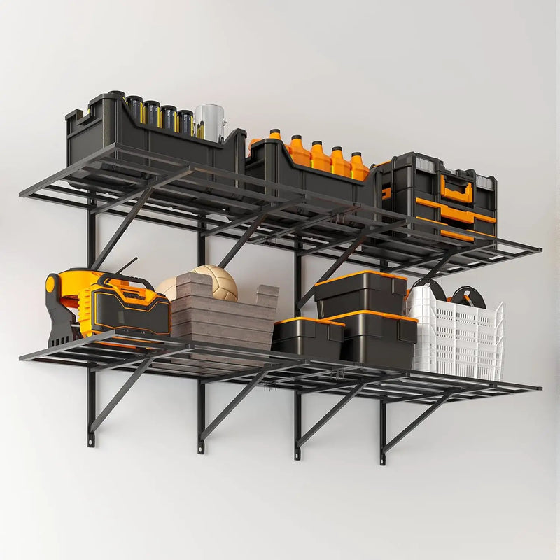 Solid 2x6 ft Garage Storage, 2 Pack 1600 lbs Total Weight Capacity, Heavy Duty Wall Mounted Shelving for Home, Kitchen & Pantry, Black by GreenHaven Gardens