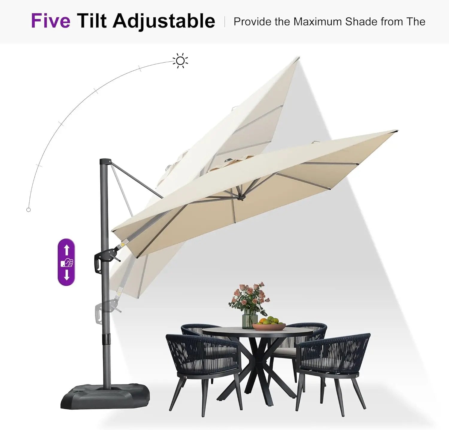 PURPLE LEAF 9 Feet Patio Umbrella Outdoor Cantilever Square Umbrella Aluminum Offset Umbrella with 360-degree Rotation for Garden Deck Pool Patio, Beige by GreenHaven Gardens
