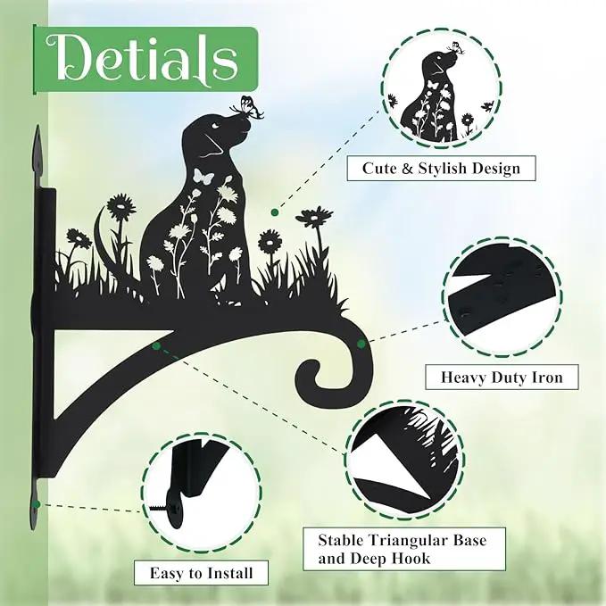 Plant Hangers Outdoor Heavy Duty Iron Decorative Dog Silhouette Plant Hooks for Hanging Baskets 11 inch Hanging Plant Bracket Wall Hooks for Flower Pot Lantern Bird Feeder Wind Chimes by GreenHaven Gardens