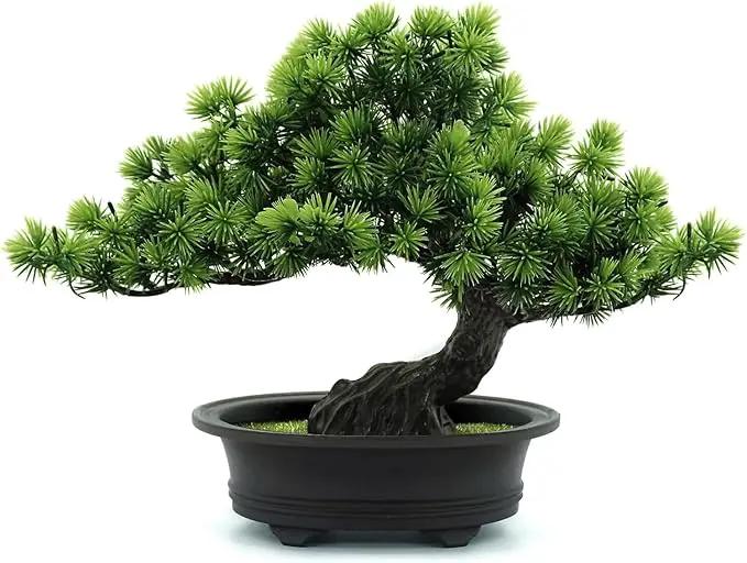 Artificial Plants Greenery Bonsai, Room Decor Fake Bonsai Tree for Home Decor Indoor Bookshelf Office Desk Bathroom Farmhouse Decor, Tall 9.5" by GreenHaven Gardens