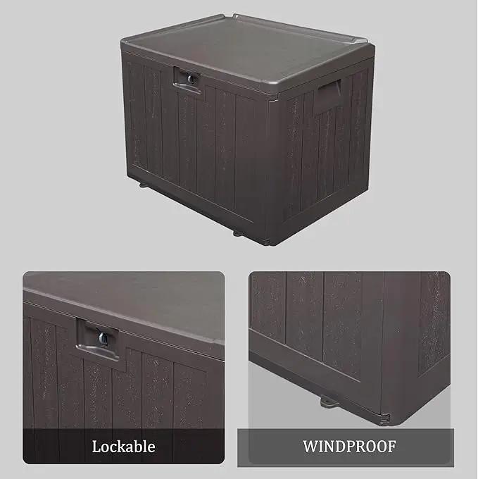 33 Gallon Pro Outdoor Storage Box Waterproof Lockable Resin Deck Box Large, Patio Storage Bin for Pool Accessories Cushion Furniture, Garden Tools, UV-Resistant Outside Delivery Brown by GreenHaven Gardens