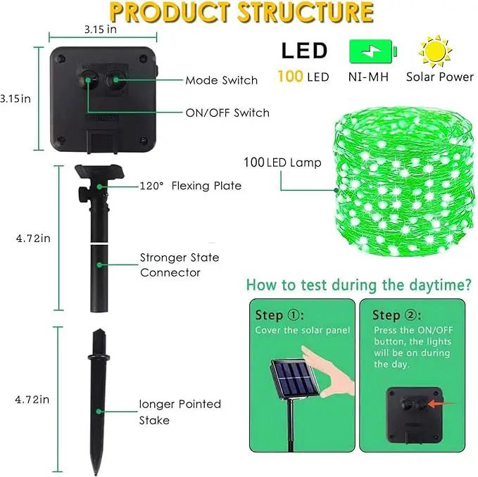 Solar String Lights Outdoor, 2-Pack 80FT 200 LED Solar Christmas Twinkle Lights Outside Waterproof Copper Wire 8 Modes Solar Fairy Lights for Garden Tree Christmas Party Birthday Decoration (Green) by GreenHaven Gardens