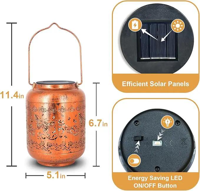 2Pack Butterfly Solar Lanterns Outdoor Hanging Waterproof Lanterns for Garden Decor Christmas Gifts for Women Mom Grandma Metal Solar Lights Decoration Outside for Yard, Patio,Pathway Landscape by GreenHaven Gardens