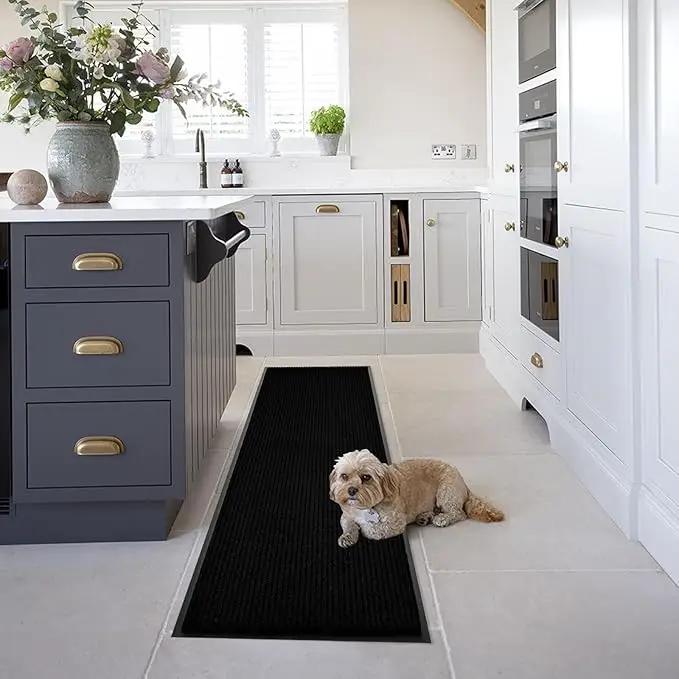fani Heavy Duty Large Outdoor Indoor Entrance Black Doormat Waterproof Low Profile Entrance Rug Front Door Mat Patio Anti-Skid Rubber Back, 23x72 inch (Jet Black) by GreenHaven Gardens