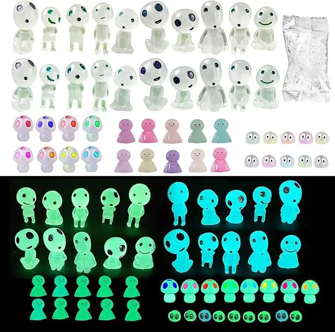 BEZALEL Glow in the Dark Tree Spirits, 49 Pcs Luminous Elves Tree Ghosts Figurines Kit, Mini Glow Fairy Garden Accessories Outdoor with Mini Mushrooms for Garden Bonsai Succulent Terrarium Decorations by GreenHaven Gardens