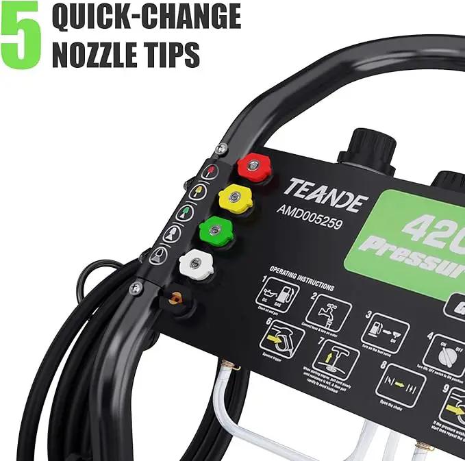 Gas Pressure Washer, 4200 PSI and 4.0 Max GPM Commercial Gas Power Washer, Spray Gun and Wand, 5 Nozzle Set, for Cars/Fences/Driveways/Homes/Patios/Furniture by GreenHaven Gardens