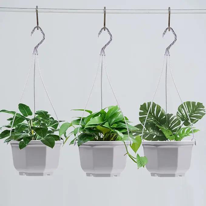 Roshtia 24 Pcs Hanging Plastic Planter Pot with Hook Flower Pots Baskets Hanging Nursery Planter Holder for Outdoor Indoor Plant Garden(Ceramic White,6.7 Inch) by GreenHaven Gardens