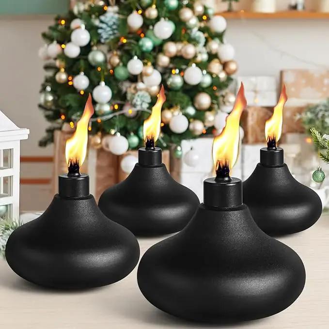 6 Pack Metal Table Top Torches, 24.5oz Citronella Torches for Outside, Refillable Flame Light Torch, Decorative Tabletop Lantern for Yard, Patio, Deck, Garden, Party, Landscape by GreenHaven Gardens