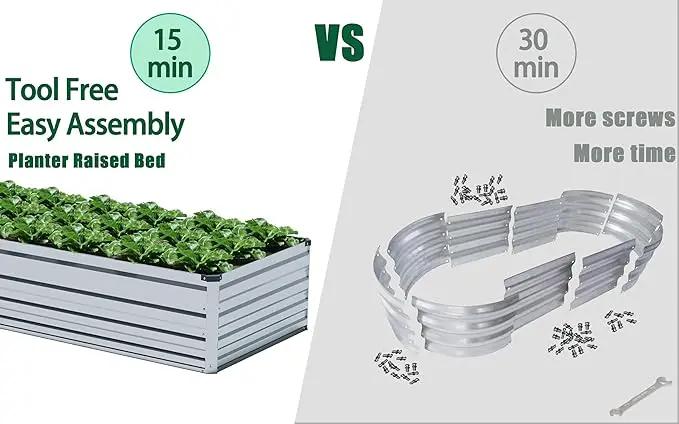 2 Pcs 4×3×1FT Galvanized Raised Garden Bed，Metal Planting Box for Outdoor Vegetable, Herb,Planter Gardening (Silver) by GreenHaven Gardens