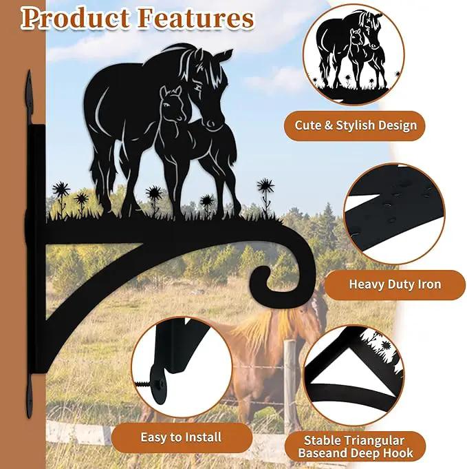 Plant Hangers Outdoor Heavy Duty Iron Decorative Mare & Foal Silhouette Plant Hooks for Hanging Baskets 11 inch Hanging Plant Bracket Wall Hooks for Flower Pot Bird Feeder Wind Chimes by GreenHaven Gardens