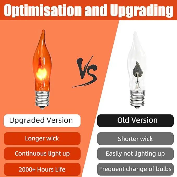 27.8Ft Flickering Flame String Lights Orange Halloween Lights with 25 Pack C7 Orange Flame Light Bulbs, Orange Flame String Lights for Halloween Decorations for Home Party Yard (2 Spare Bulbs) by GreenHaven Gardens