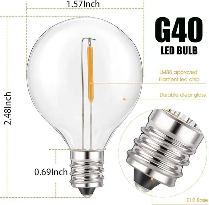 GOOTHY 50Ft LED String Lights, G40 LED Outdoor String Lights with 22 Shatterproof Globe LED Bulbs (2 Spare), Indoor/Outdoor Decoration String Lights for Patio Garden Bistro Backyard -White Wire by GreenHaven Gardens