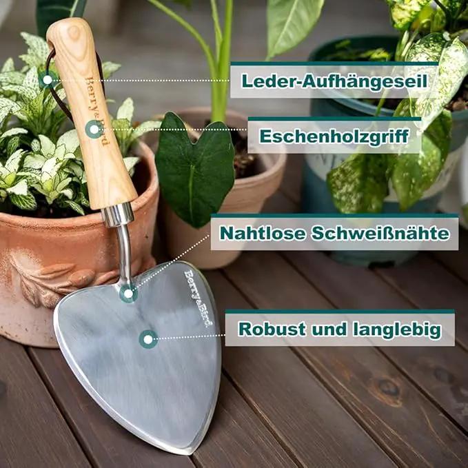 Berry&Bird Perennial Trowel, Oversized Garden Potting Trowel with Sharp Blade Wood Hand Shovel, Stainless Steel Planting Trowel Gardening Tool for Roots,Planting,Digging,Transplanting and Cutting by GreenHaven Gardens